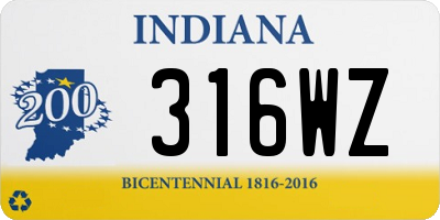 IN license plate 316WZ