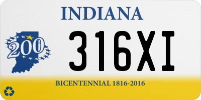 IN license plate 316XI