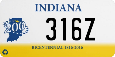 IN license plate 316Z