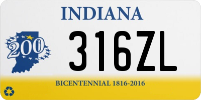 IN license plate 316ZL