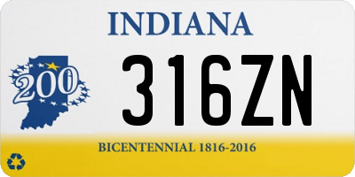 IN license plate 316ZN