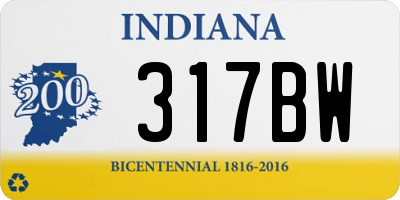 IN license plate 317BW