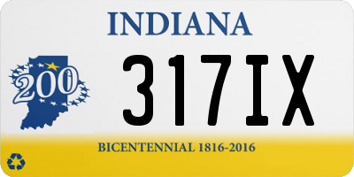 IN license plate 317IX