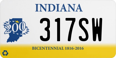 IN license plate 317SW