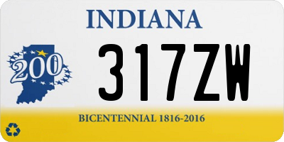 IN license plate 317ZW