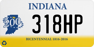 IN license plate 318HP