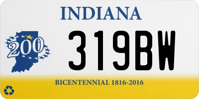 IN license plate 319BW