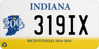 IN license plate 319IX