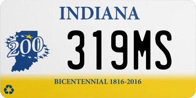 IN license plate 319MS