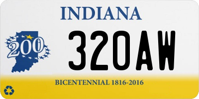 IN license plate 320AW