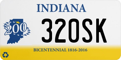 IN license plate 320SK