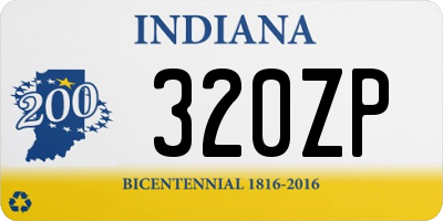 IN license plate 320ZP