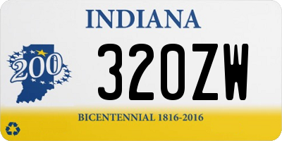 IN license plate 320ZW