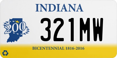 IN license plate 321MW