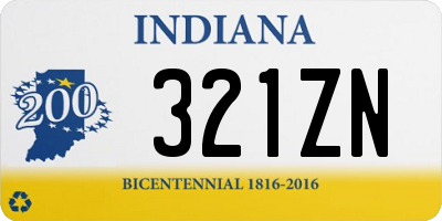 IN license plate 321ZN