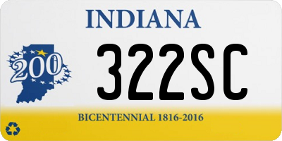 IN license plate 322SC