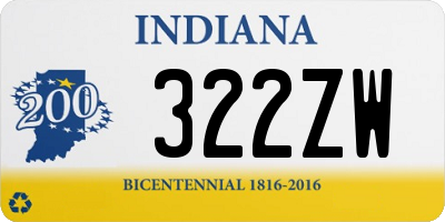 IN license plate 322ZW