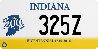 IN license plate 325Z