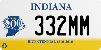 IN license plate 332MM