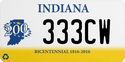 IN license plate 333CW