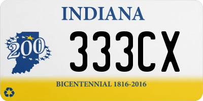 IN license plate 333CX