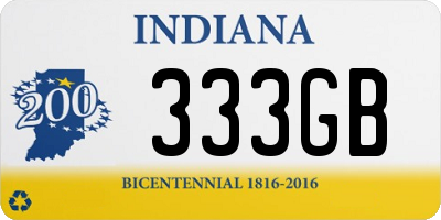 IN license plate 333GB