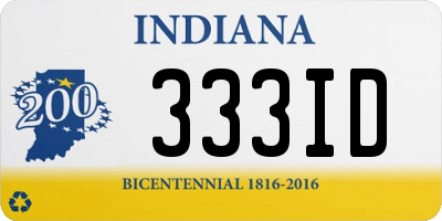 IN license plate 333ID