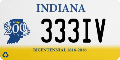 IN license plate 333IV