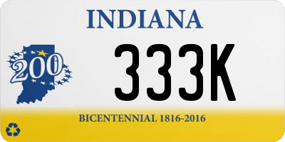 IN license plate 333K