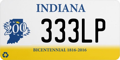 IN license plate 333LP