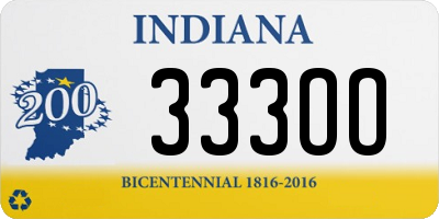 IN license plate 333OO