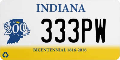 IN license plate 333PW