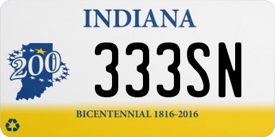 IN license plate 333SN