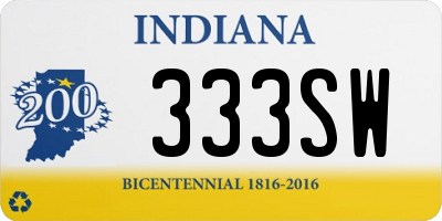 IN license plate 333SW