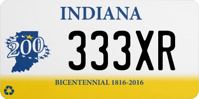 IN license plate 333XR