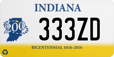 IN license plate 333ZD