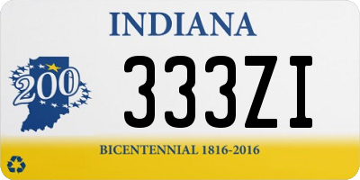 IN license plate 333ZI