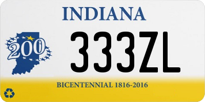 IN license plate 333ZL