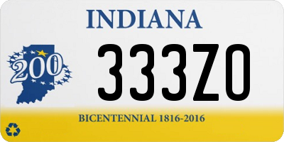 IN license plate 333ZO