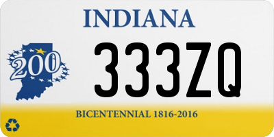 IN license plate 333ZQ