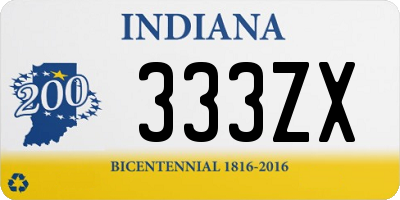 IN license plate 333ZX