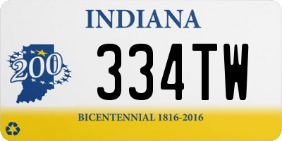 IN license plate 334TW