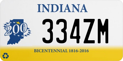 IN license plate 334ZM