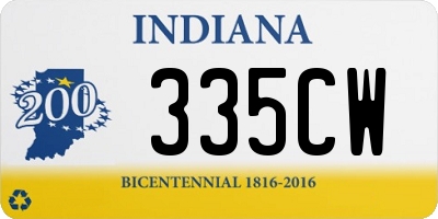 IN license plate 335CW