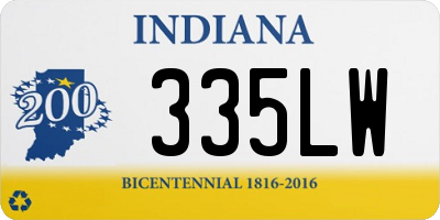 IN license plate 335LW