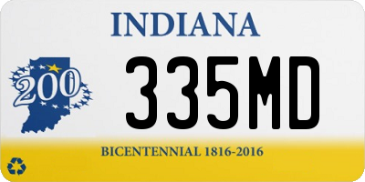 IN license plate 335MD