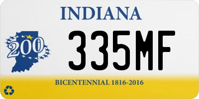 IN license plate 335MF