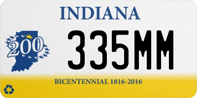 IN license plate 335MM