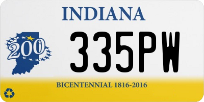 IN license plate 335PW