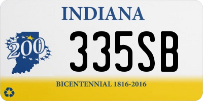 IN license plate 335SB